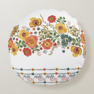 Coussins Ronds Flore stylisée : Aquarelle Design sans joint.