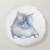 Coussins Ronds Fluffy blanc et gris Fluffy Kitten (Dos)