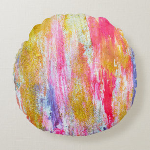 Coussins Ronds Flux Abstraits de peintures au mur. Texte moderne
