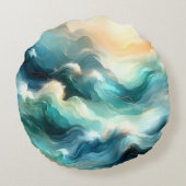 Coussins Ronds Flux d'océan doré Vagues abstraites (Dos)
