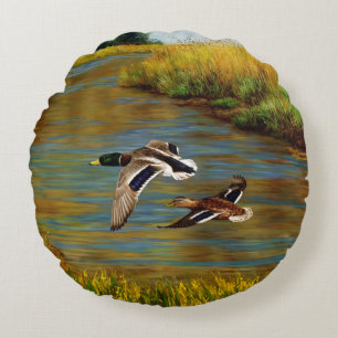 Coussins Ronds Flying Wild Ducks