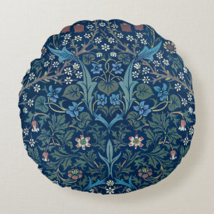 Coussins Ronds Fond bleu Morris vintage motif Blackthorn