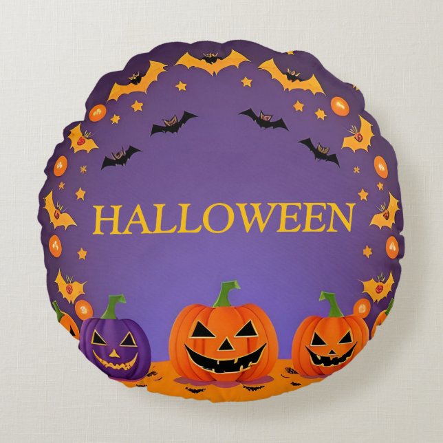 Coussins Ronds Fond de Halloween festif (Devant)