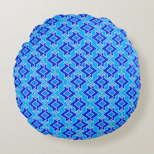 Coussins Ronds Fond d'écran Art déco Motif, bleu cérulean