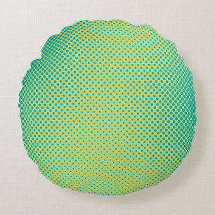 Coussins Ronds Fond rétro de pop art vert et turquoise
