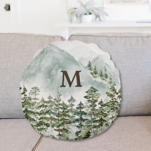 Coussins Ronds Forêt et Montagne Nature Monogrammée