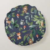 Coussins Ronds Forêt Whimsical Animaux Végétation (Dos)