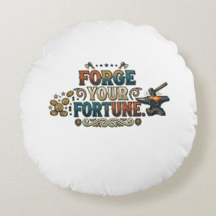 Coussins Ronds Forge Your Fortune – Typographie Motivationnelle A