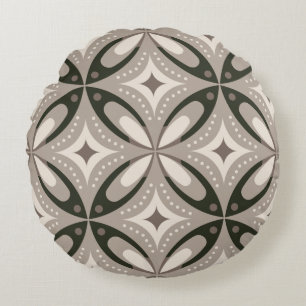 Coussins Ronds Formes circulaires rétro beige et marron