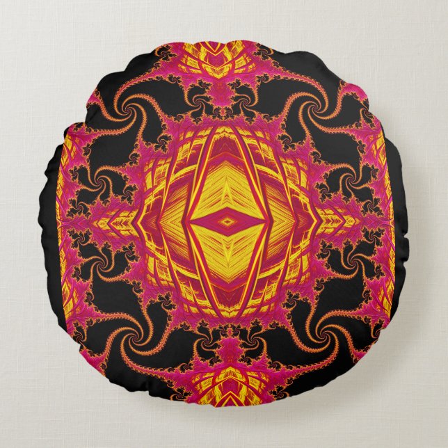 Coussins Ronds Fractale flamboyante (Devant)