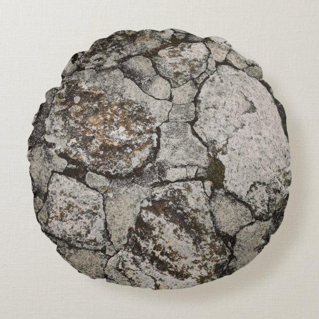 Coussins Ronds Fragment de pierre noir et gris (Devant)