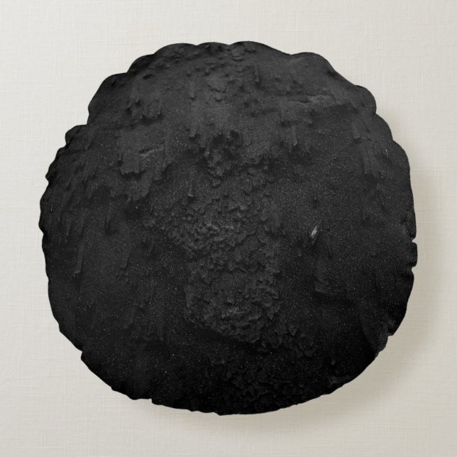 Coussins Ronds Fragment de pierre noir et gris (Devant)