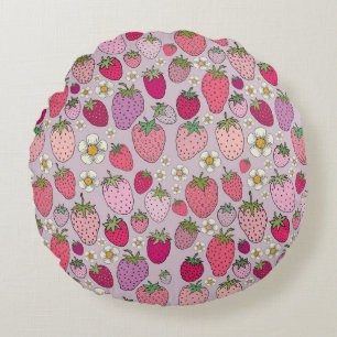 Coussins Ronds Fraise Été Motif sans couture
