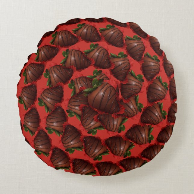 Coussins Ronds Fraises couvertes de chocolat (Devant)