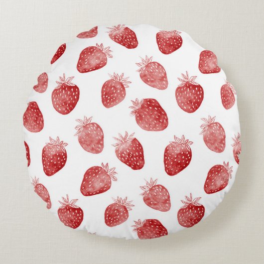 Coussins Ronds Fraises Points Rouges Blancs (Devant)