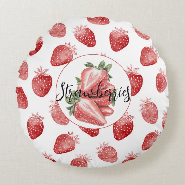 Coussins Ronds Fraises rouges Fruit   (Devant)