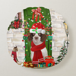 Coussins Ronds Français Springer Spaniel Chien Noël