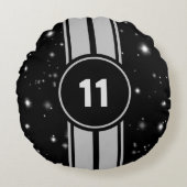Coussins Ronds Frappe de course noir et argent (Devant)