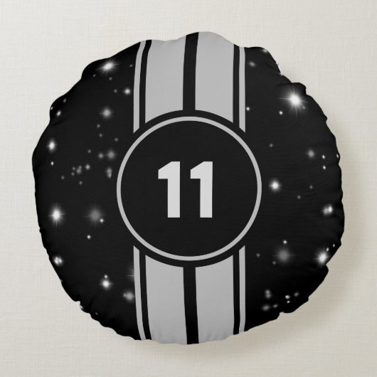 Coussins Ronds Frappe de course noir et argent (Dos)