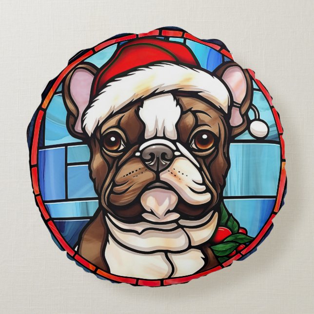 Coussins Ronds French Bulldog Vitrail Christmas (Dos)