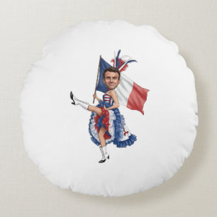 Coussins Ronds French Cancan Macron Caricature Funny Political Cu