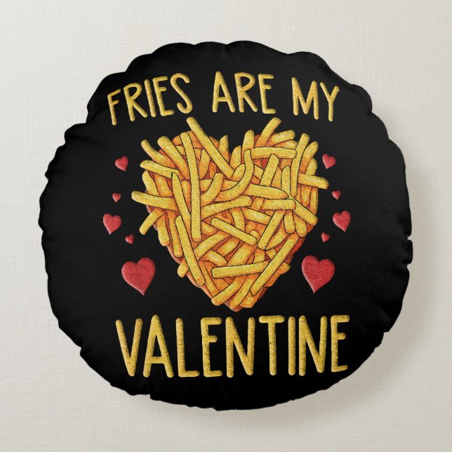 Coussins Ronds Frites Sont Mon Valentin (Devant)