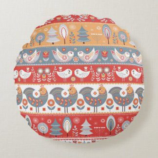 Coussins Ronds Frontières scandinaves : design textile vintage.