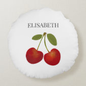 Coussins Ronds Fruit Cerises rouges Nom personnalisé (Dos)