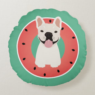 Coussins Ronds Fruit de pastèque français de Bulldog