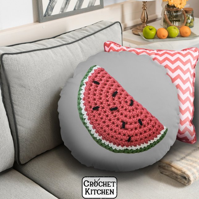 Coussins Ronds Fruit de pastèque Grandma Vibe Crochet (Créateur téléchargé)