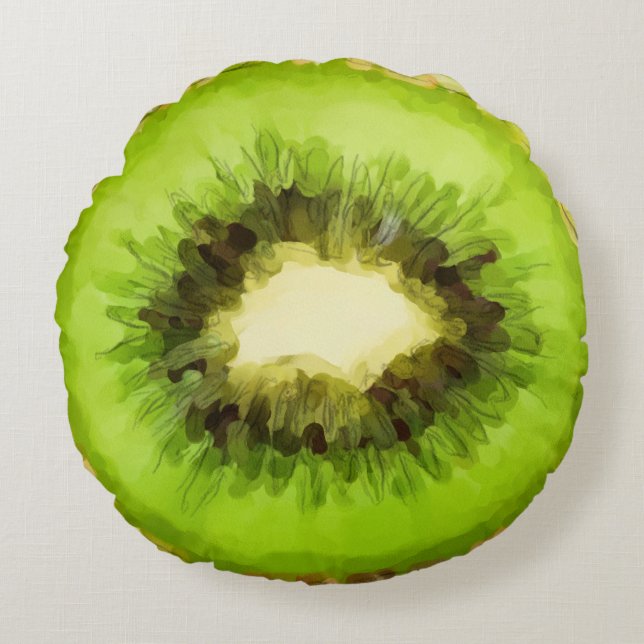 Coussins Ronds Fruit Kiwi vert (Devant)