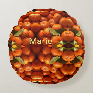 Coussins Ronds Fruit simple orange ajouter nom minimum personnali
