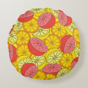 Coussins Ronds Fruits d'agrumes Motif transparent