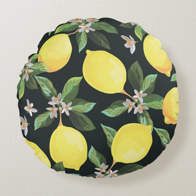 Coussins Ronds Fruits de citron : Conception Motif transparente (Devant)