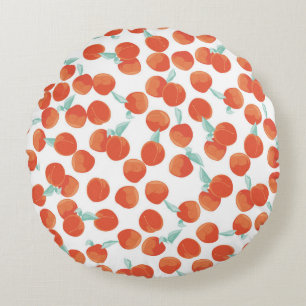 Coussins Ronds Fruits de pêche, motif d'été.