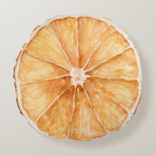Coussins Ronds Fruits d'Orange et de tranche de Citron