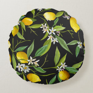 Coussins Ronds Fruits floraux citron Motif Vintage