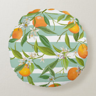 Coussins Ronds Fruits Orange Floral : Vintage sans couture.