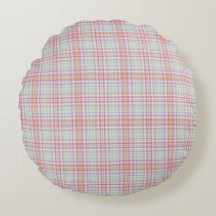 Coussins Ronds Fun Elegant rose et vert moderne Plaid Motif