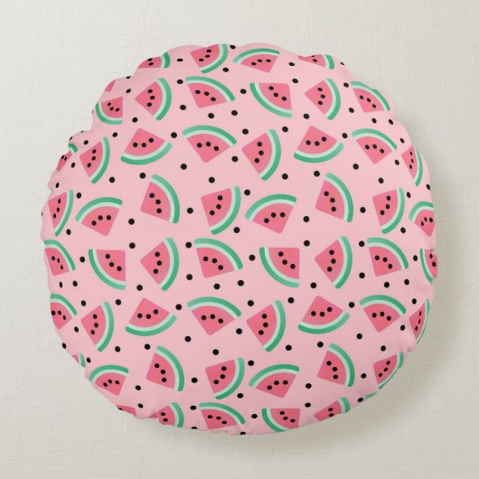 Coussins Ronds Fun Watermelon Slice Motif Summer Vibes (Devant)