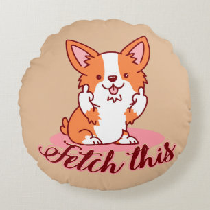Coussins Ronds Funky Corgi Chien moyen Dog Extraire ceci
