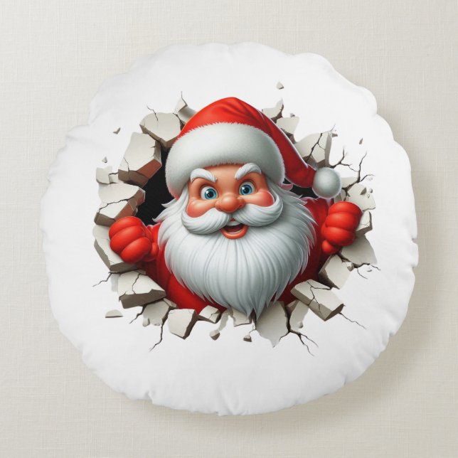 Coussins Ronds Funny 3D Santa Claus Christmas Holiday Design (Devant)