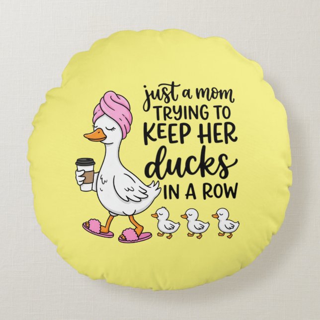 Coussins Ronds Funny Mom ducks word art  (Devant)