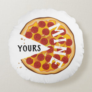 Coussins Ronds Funny pepperoni pizza mignonne rouge jaune