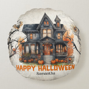 Coussins Ronds Funny rétro éffrayant Halloween maison hantée