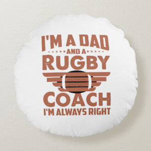 Coussins Ronds Funny Rugby papa et entraîneur de rugby