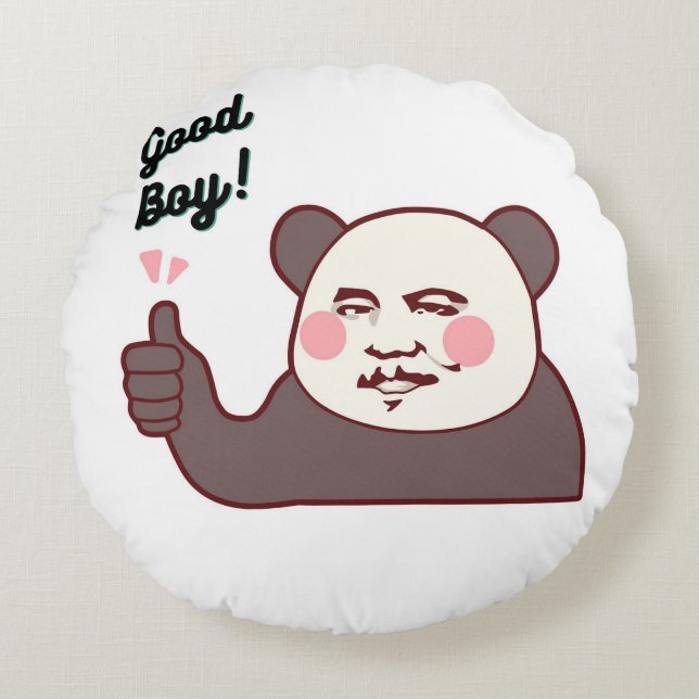 Coussins Ronds Funny Thumbs Up Panda Meme (Devant)