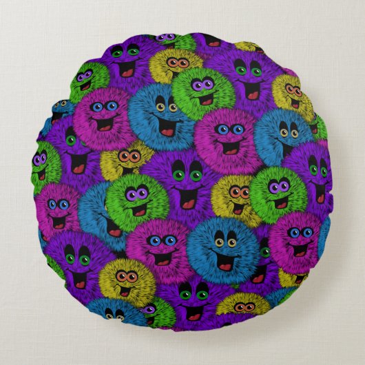 Coussins Ronds Fuzzles conviviaux Créatures mignonnes Oreiller (Devant)