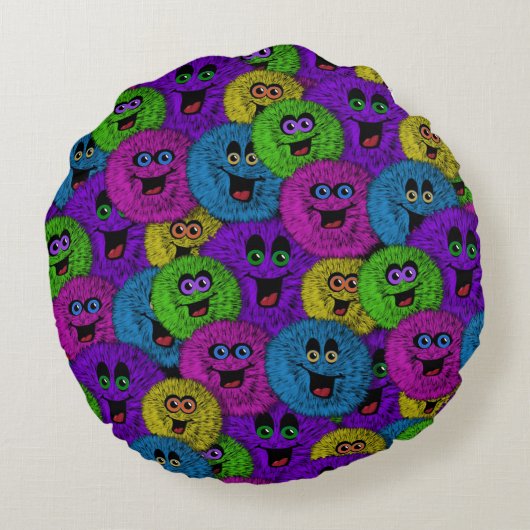 Coussins Ronds Fuzzles conviviaux Créatures mignonnes Oreiller (Dos)