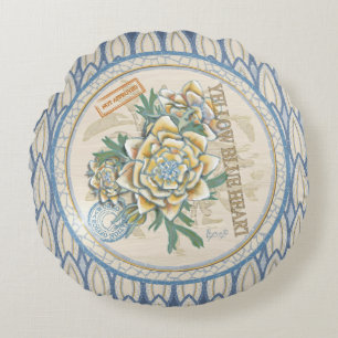 Coussins Ronds G Bureau de la création Fleur jaune